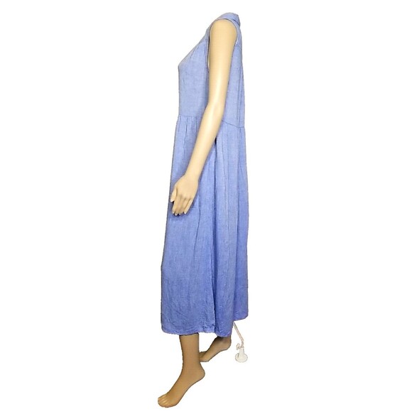 Fat Face UK Linen Blend Shirt Maxi Dress Blue Chambray Size 4 Button Front T40 - Picture 4 of 9